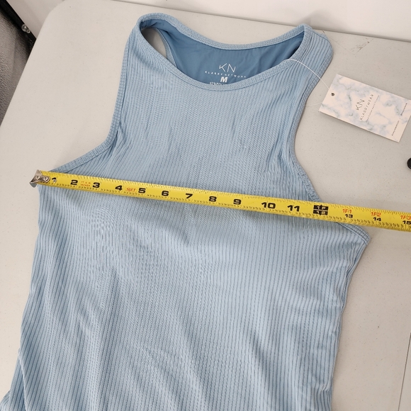 NEW Klassywear Womens High Neck Brami Bodysuit Blue Ribbed Medium Klassy Network - Picture 10 of 10